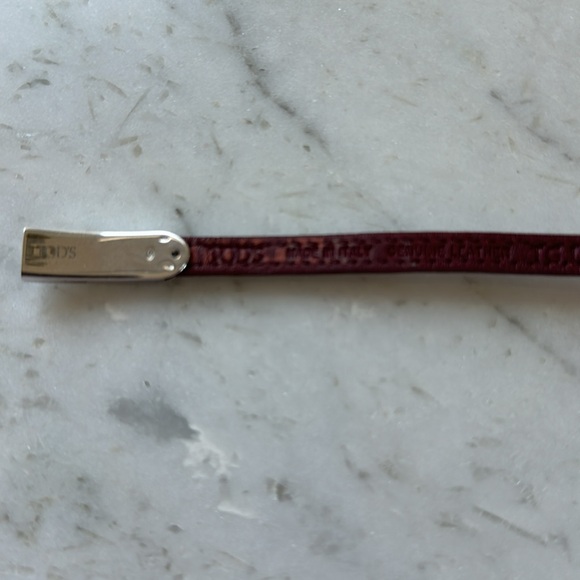 Preowned Tod’s Burgundy Leather & Sterling Silver Wraparound Bracelet - Picture 8 of 12